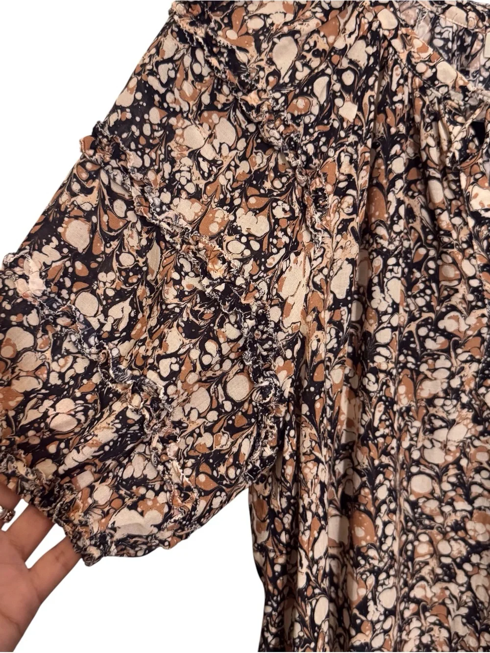 Ulla Johnson Size 0 Floral Marble Print Aiko Blouse Top Boho Cottagecore Western